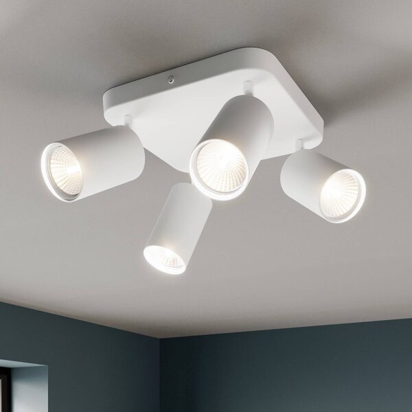 Nowodvorski Lighting Stropní světlo Eye bodovka čtyřramenná čtvercová, bílá, stmívatelný, Bílá / opál, Obývací pokoj / jídelna, kov, Moderní