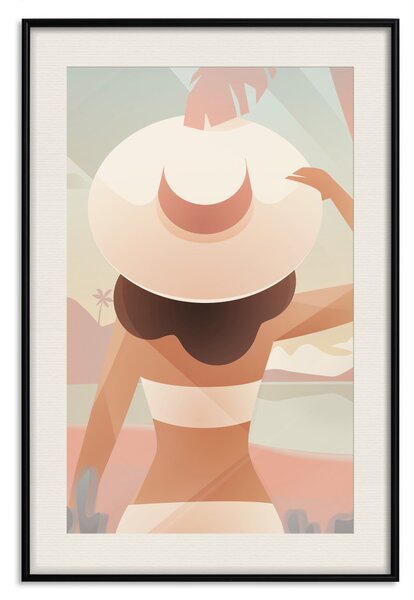 Plakát Přímo ke slunci - teplá kompozice s ženou uprostřed léta