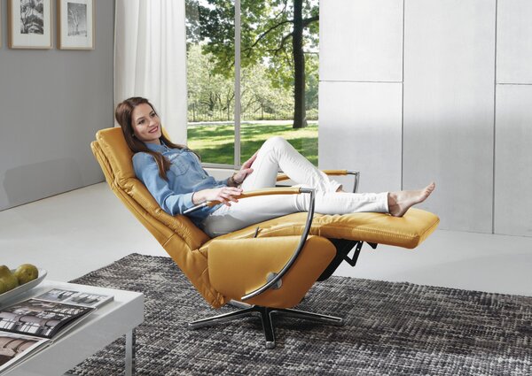 RELAXAČNÍ KŘESLO, kůže, curry žlutá Cantus - Relaxační křesla
