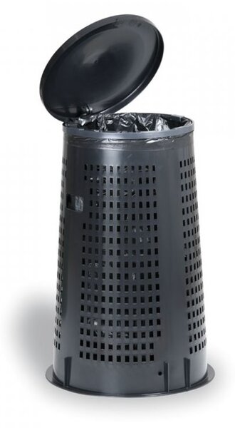 Venkovní odpadkový koš - plastový, 120 l, černá