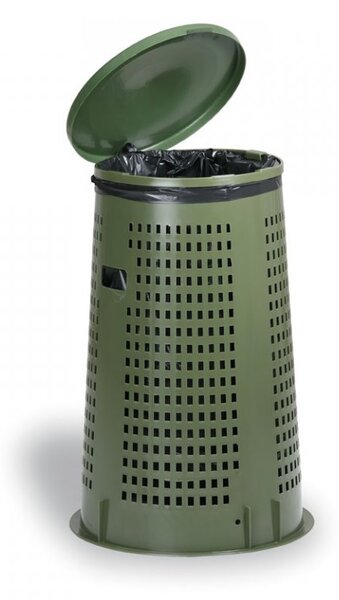 Venkovní odpadkový koš - plastový, 120 l, tmavě zelená