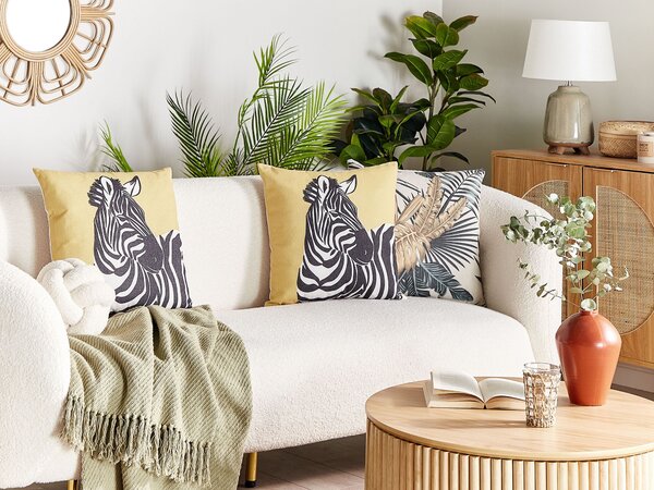 Sada 2 dekorativních polštářů MANKETTI 45 x 45 cm Žlutá Zvířecí vzor