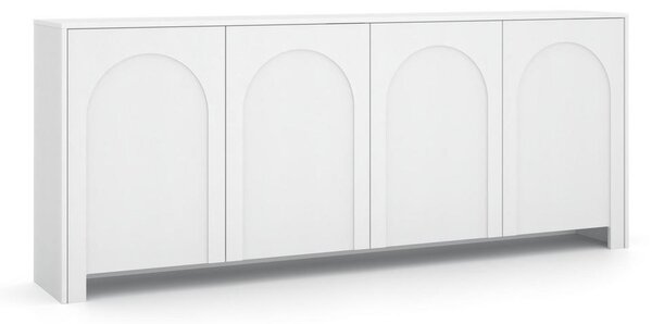 Bílá komoda, bezúchytkové otevíraní, š: 204 cm