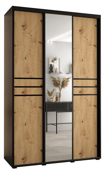 Šatní skříň ASIRI 11 - 150/60 cm, černá / dub artisan / černá