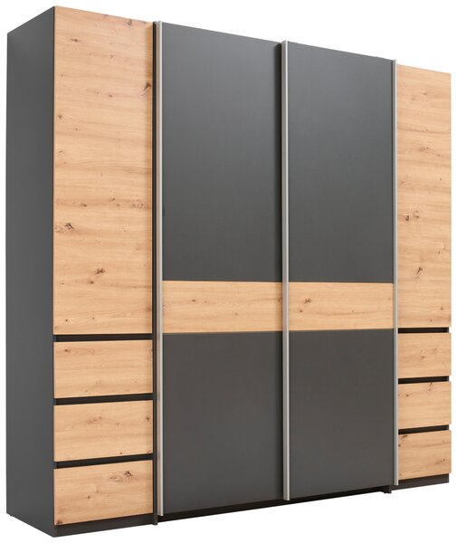 ŠATNÍ SKŘÍŇ, dub artisan, barvy grafitu, 215/211/60 cm Carryhome - Šatní skříně