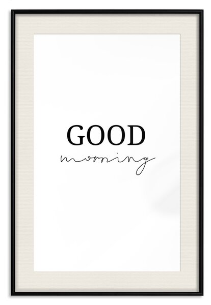 Plakát Dobré ráno - pozitivní minimalistická věta na bílém pozadí