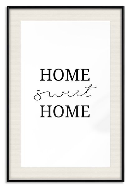 Plakát Sladký domov - minimalistická černá věta na bílém pozadí