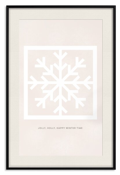 Plakát Šťastný čas - sněhové vločky a bílá vánoční přání