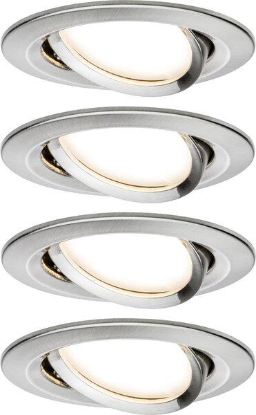 Paulmann 4064161242224 Coin Slim LED vestavné svítidlo, LED, pevně vestavěné LED, 18 W, železo (kartáčované), sada 4 ks