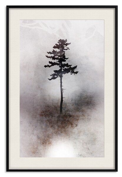 Plakát Krajina - strom na hnědo-šedém pozadí s jemnou fakturou