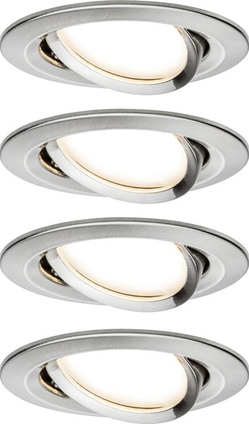 Paulmann 4064161242200 Nova vestavné svítidlo, LED, LED, 6 W, železo (kartáčované), sada 4 ks