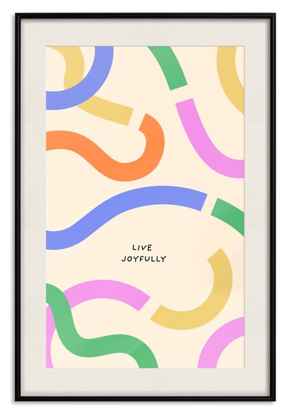 Plakát Abstraktní tvary - pastelové vlny rozptýlené na béžovém pozadí
