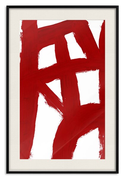 Plakát Abstraktní kompozice - geometrické tvary a červené formy
