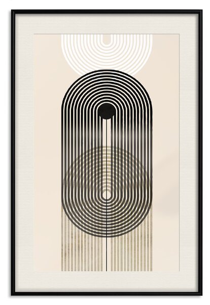 Plakát Abstrakce - geometrické tvary - černá, bílá a hnědá