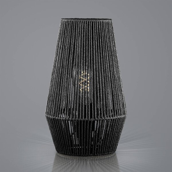 Provazová stolní lampa z papíru, černá, Ø 20 cm