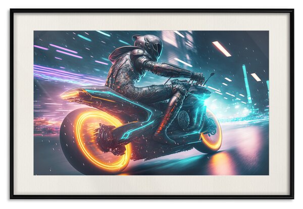 Plakát Noční závod - rychlá motorka ve světlech města