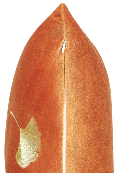 Sada 2 dekorativních polštářů TULIP Umělý samet 45 x 45 cm Oranžová Rostlinný vzor