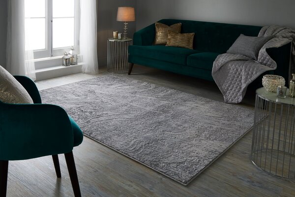 Flair Rugs, Kusový koberec Eris Arissa Silver, 120x170, šedá, chodba / předsíň