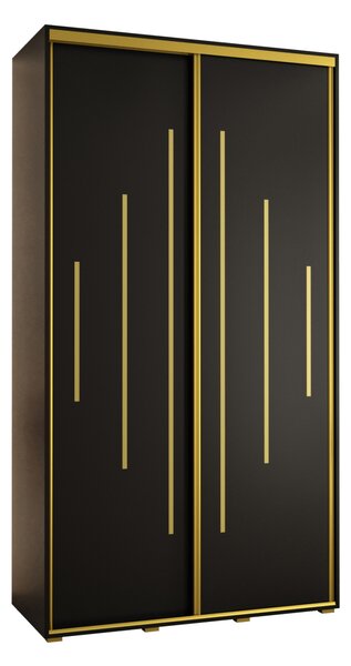 Šatní skříň ASIRI 12 - 140/60 cm, černá / zlatá