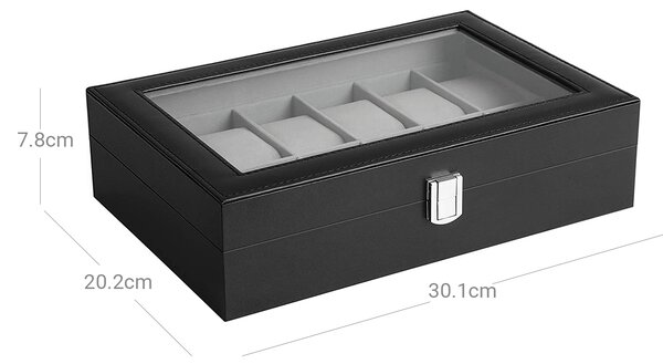 SONGMICS Úložný box na hodinky Velur šedý
