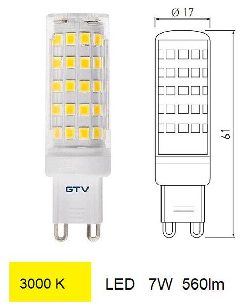LED žárovka G9 GTV LD-G9P7W0-30 teplá bílá 560lm