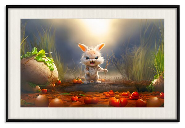 Plakát Zahradní lupič - malý vzteklý králík lovící mrkev