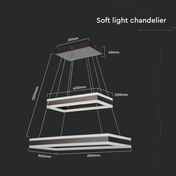 LED Stmívatelný lustr na lanku LED/113W/230V 3000K hnědá