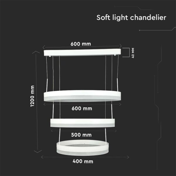 LED Stmívatelný lustr na lanku LED/86W/230V 3000K bílá