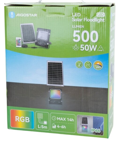 Aigostar - LED RGB Stmívatelný solární reflektor LED/50W/3,2V IP66 + DO
