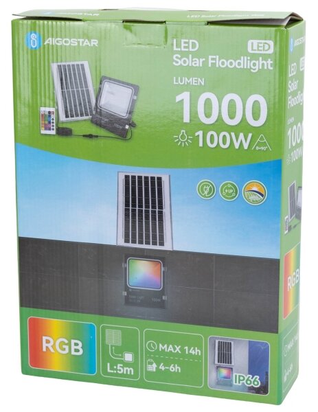 Aigostar - LED RGB Stmívatelný solární reflektor LED/100W/3,2V IP66 + DO