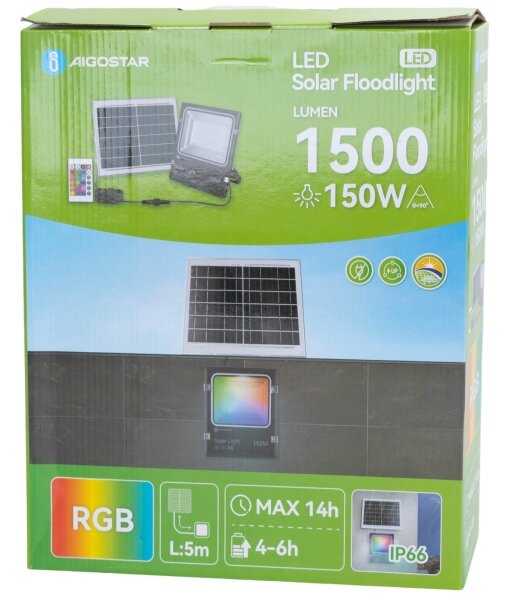 Aigostar - LED RGB Stmívatelný solární reflektor LED/150W/3,2V IP66 + DO