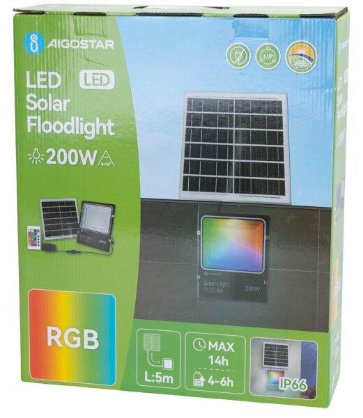 Aigostar - LED RGB Stmívatelný solární reflektor LED/200W/3,2V IP66 + DO