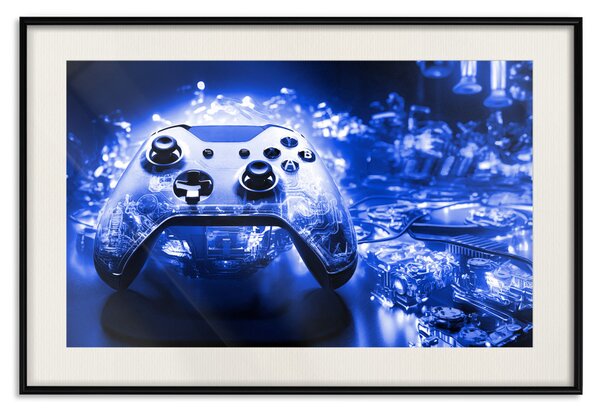 Plakát Gaming Technology - A Game Pad on an Intensely Navy Blue Background