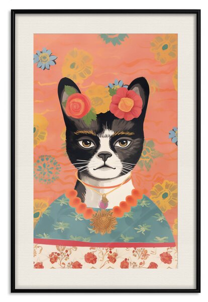 Plakát Portrait of a Cat - An Animal Inspired by the Image of Frida Kahlo