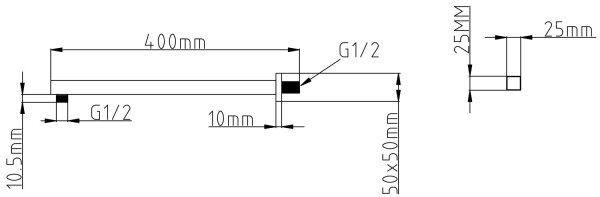Sapho - Sprchové rameno hranaté 40 cm matná černá
