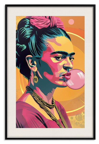 Plakát Frida Kahlo - Portrait of the Painter With Bubble Gum in Pop-Art Style