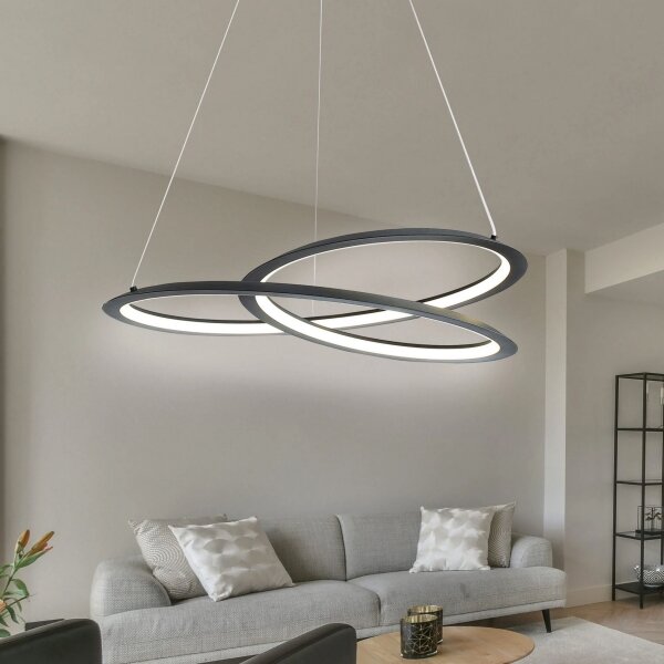 LED Lustr na lanku TANGO LED/44W/230V 4000K pr. 60 cm černá