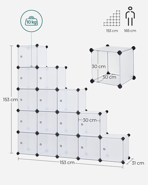 SONGMICS Uzavřený policový regál Nerato 123 cm čirý