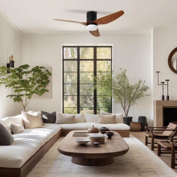 ZEVENTI - LED Stropní ventilátor PADUA LED/18W/230V Wi-Fi Tuya černá/hnědá + DO