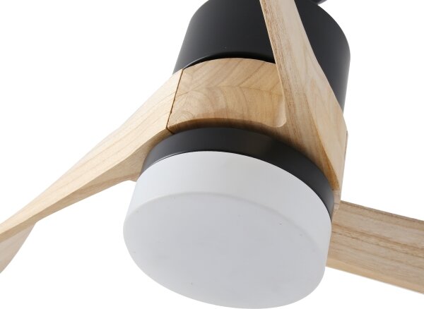 ZEVENTI - LED Stropní ventilátor NATURITO LED/18W/230V Wi-Fi Tuya černá/dub + DO