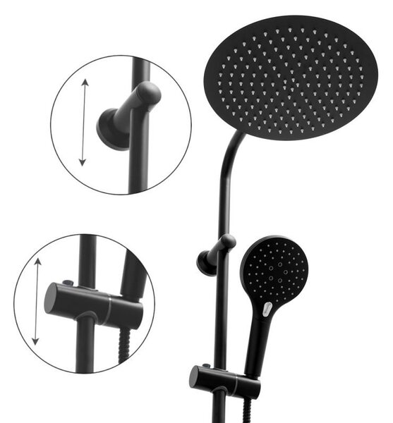 Erga Bergen, sprchový set s termostatickou baterií a dešťovou sprchou 30 cm, černá matná, ERG-YKA-BP.BERGEN THERM 30 BLK