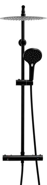 Erga Bergen, sprchový set s termostatickou baterií a dešťovou sprchou 30 cm, černá matná, ERG-YKA-BP.BERGEN THERM 30 BLK
