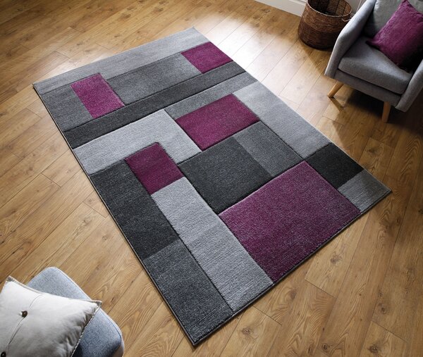 Flair Rugs, Kusový koberec Hand Carved Cosmos Purple/Grey, 120x170, fialová, chodba / předsíň