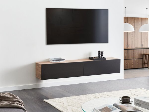 Nástěnný TV stolek GLADSTONE Hnědá/Černá