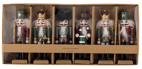 Set šesti dřevěných vánočních ozdob Bloomingville Nikita 13 cm