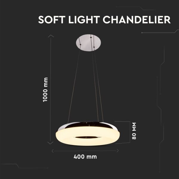 LED Lustr na lanku LED/40W/230V 3000K pr. 40 cm lesklý chrom