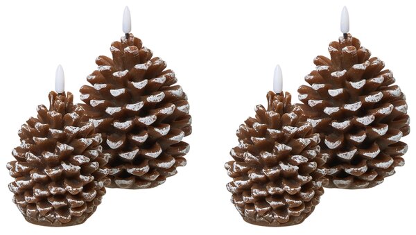 Sada 4 LED svíček IVRESSE Šiška 15/12 cm Hnědá