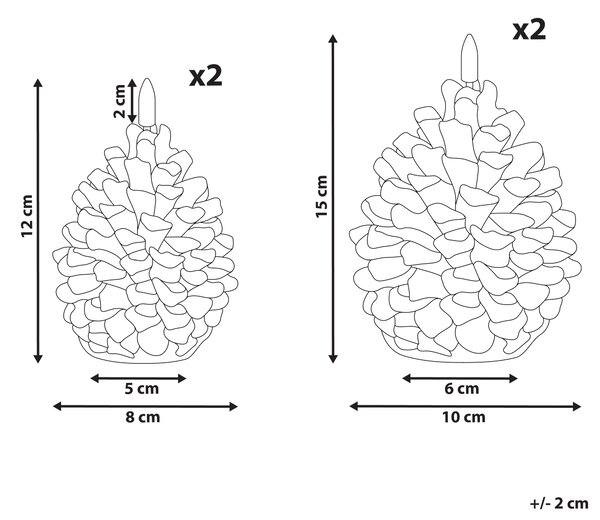 Sada 4 LED svíček IVRESSE Šiška 15/12 cm Hnědá