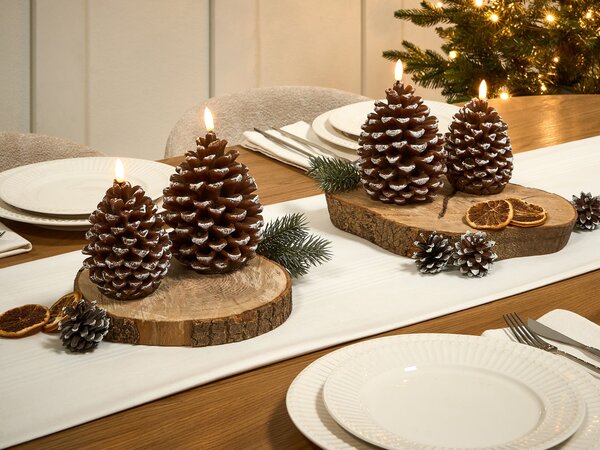 Sada 4 LED svíček IVRESSE Šiška 15/12 cm Hnědá