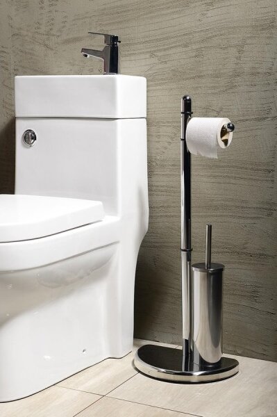 Gedy - Stojan na toaletní papír a WC štětku HIBISCUS lesklý chrom